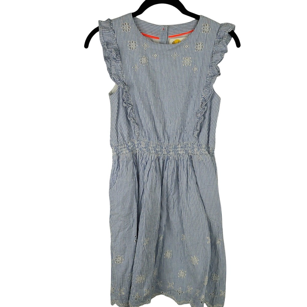 Mini Boden Eyelet Frill Seersucker Sundress Size 11-12Y